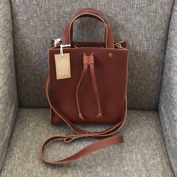 Madewell Handbags - SOLD! Madewell Small Trick Leather Top Handle Tote